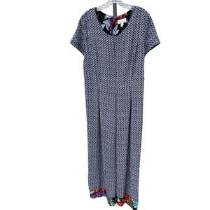 Signature by Robbie Bee Black White Pattern Cropped‎ Pant Romper Zipper Back